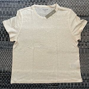 NWT J. Crew Ladies Linen Short Sleeve Tee Shirt, Natural White, Size Medium